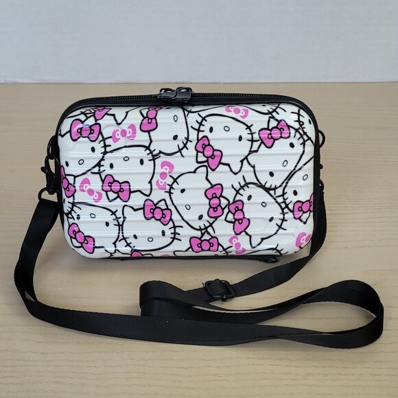 Hello Kitty Sanrio Hard Case Pink White Handbag Crossbody Bag Adjustable Strap - Picture 1 of 11